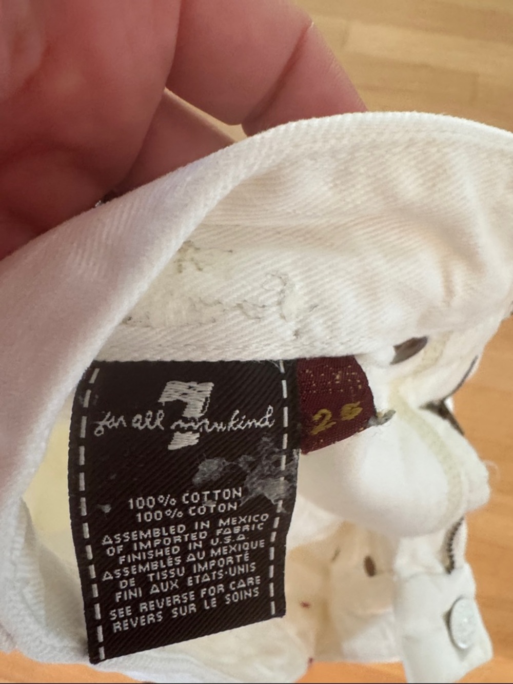 7 For All Mankind White Jeans size 25